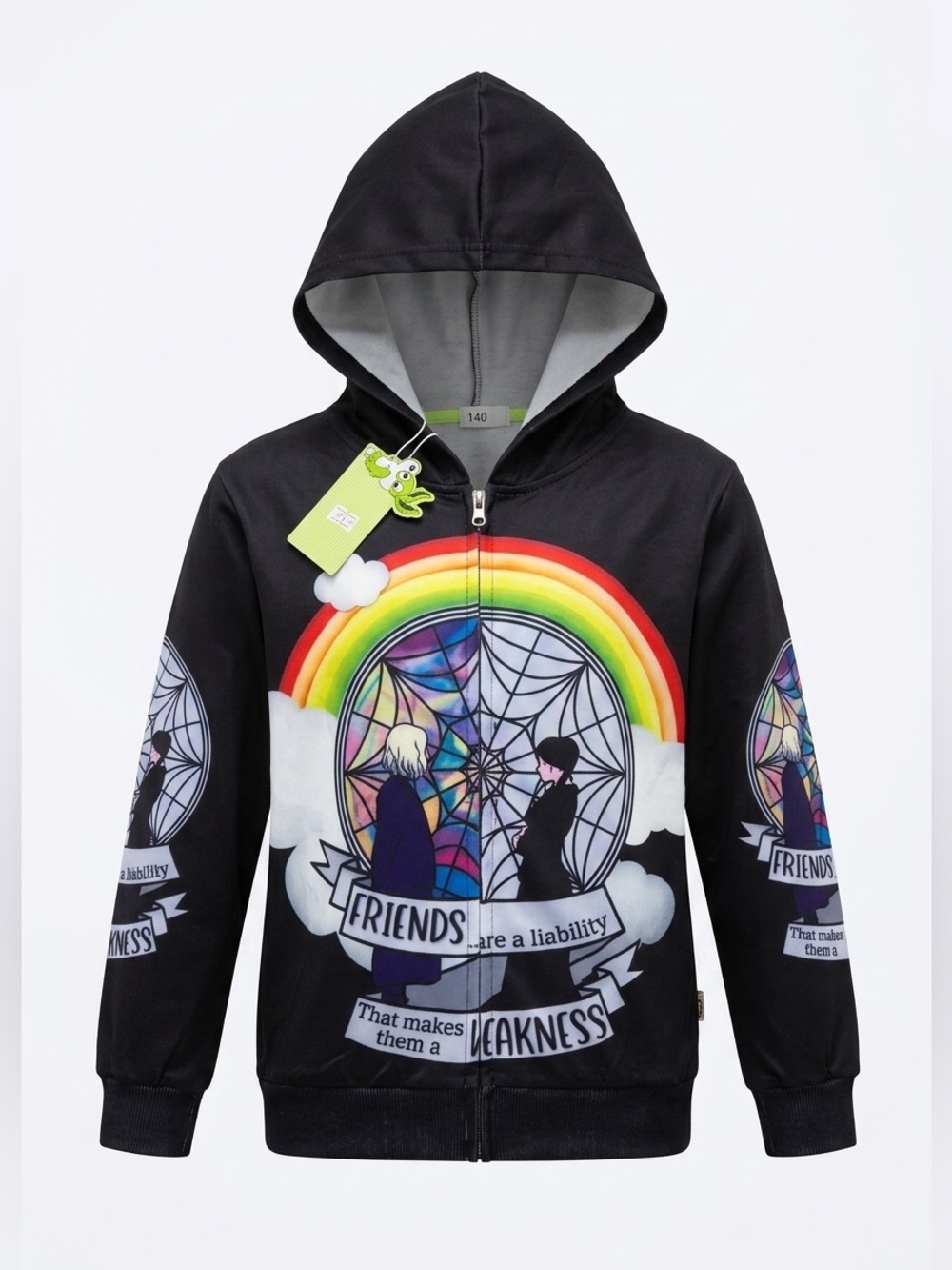 Kids Unisex Colorful Rainbow Graphic Hoodie Full Zip Size 9Y (140)